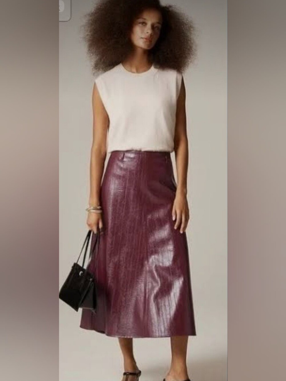 J. Crew Faux-Leather Maxi Skirt in Plum